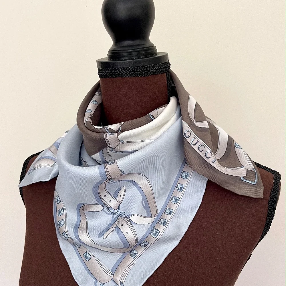 New Gucci Scarf Chains Color-Block Logo Silk Wrap with Gucci Gift Box